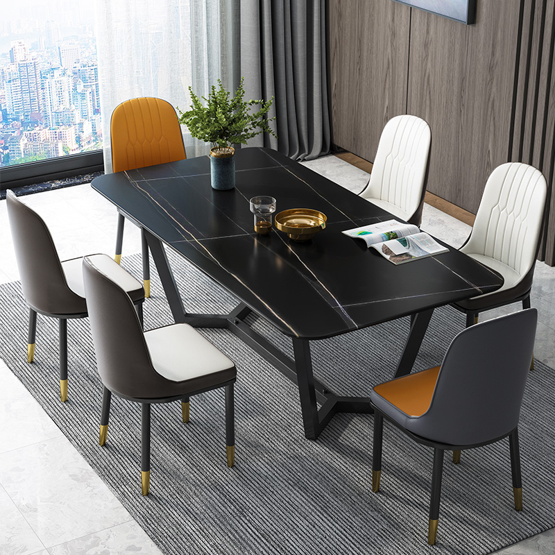 Dining room slate dining table and chairs small apartment 4 people 6 people home dining table Nordic marble rectangular combination table