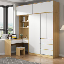 Bedroom Small Family Type Pushdoor Wardrobe Computer Desk Combination Children Corner Writing Desk With Desk Conjoined Large Cabinet