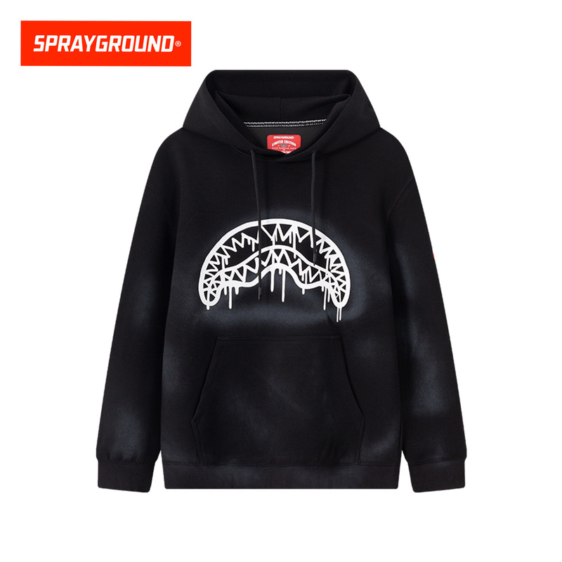 Sprayground Shark Mouth Washed Hooded Sweatshirt for Men and Women, New Spring and Autumn Trendy Brand Couple Hoodie