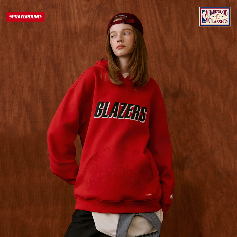 Sprayground丨Nba Hwc Joint Series Trail Blazers Hooded Sweatshirt Men's Loose Trendy Hoodie Top