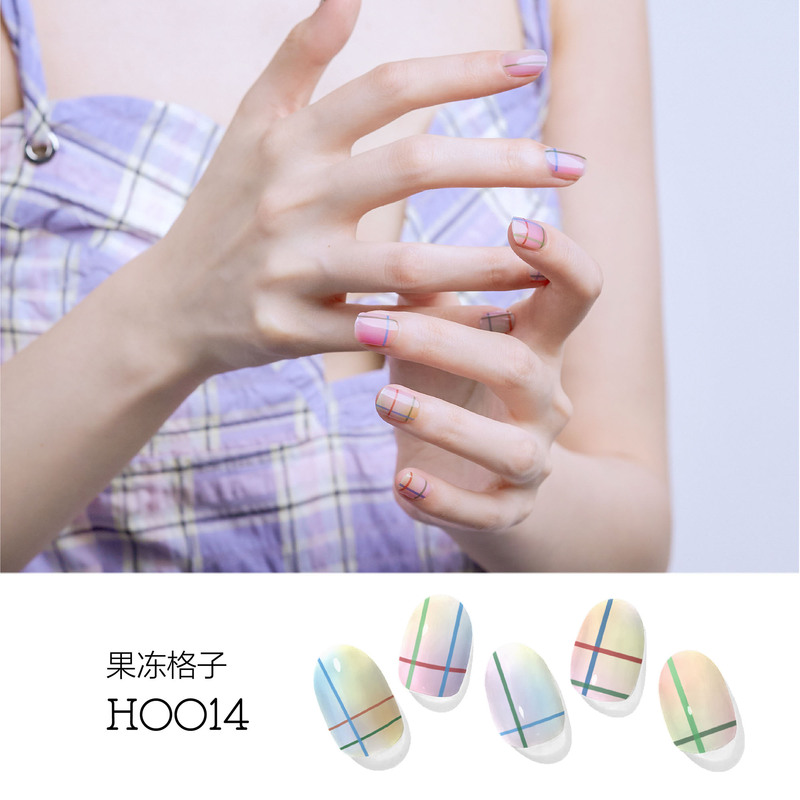 Nownownail·Jelly Plaid Phototherapy Nail Stickers Black Technology Uv Semi-Baked Gel Nail Stickers Waterproof Nownownail·Jelly Plaid Phototherapy Nail Stickers Black Technology Uv Semi-Baked Gel Nail Stickers Waterproof