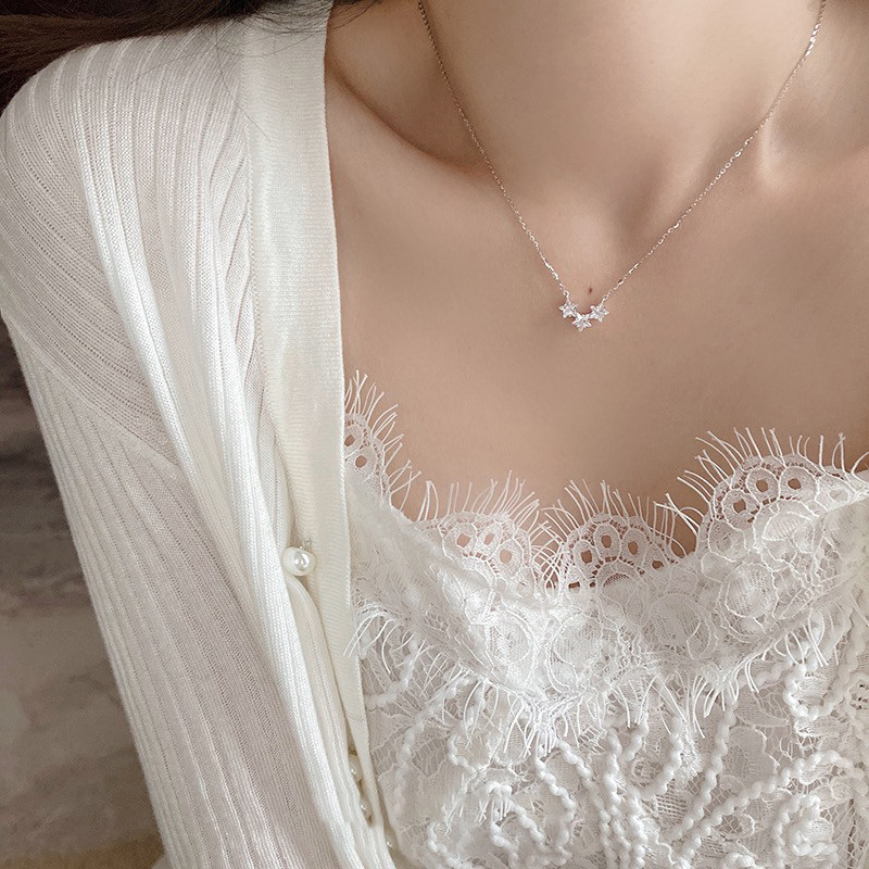 Star pure silver necklace light luxury design sense in summer 2023 new blast kleptocrack chain to give girlfriend gifts