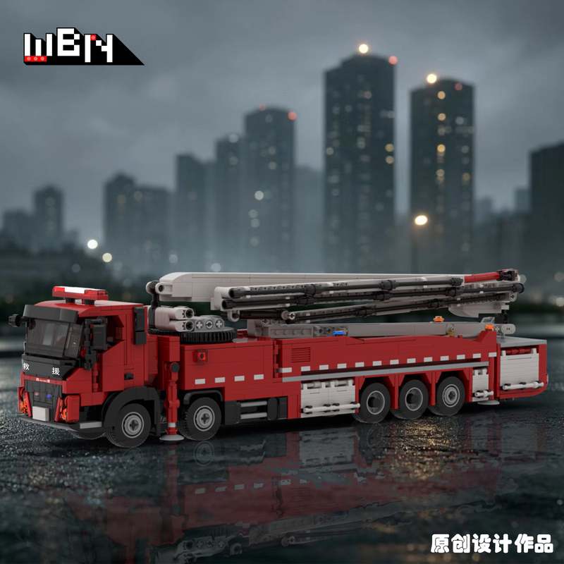 [Building Blocks That Never Get Boring] 65m Lifting Height Fire Truck Building Block Model Series Educational Assembly Toy Gift