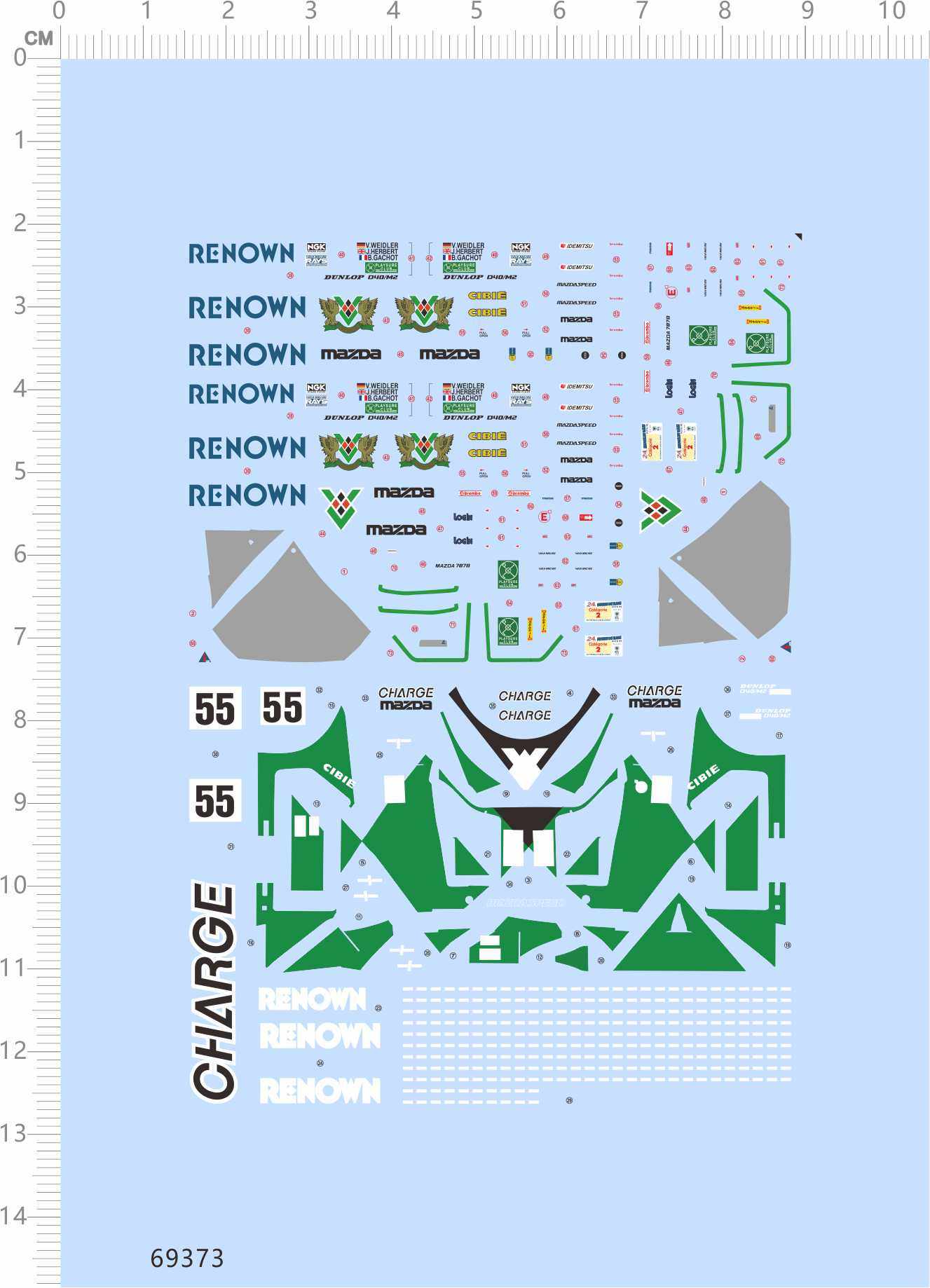 Car model 1:64 MFH 787B Mazda (Le Mans Endurance Race) special decals (69373)