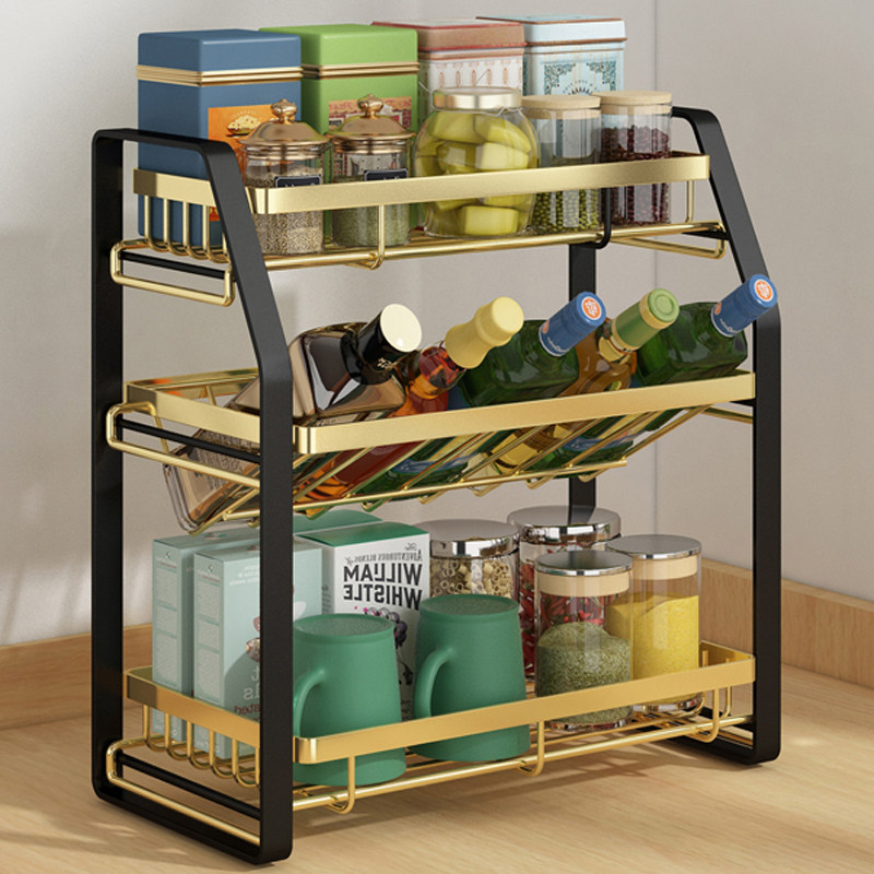 Kitchen countertop multi-functional seasoning can rack household condiment storage shelf kitchen supplies storage corner shelf