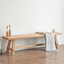 Nordic long stool Solid wood bench dining stool Wooden stool Dining table Household long white wax wood Cherry wood chair high stool