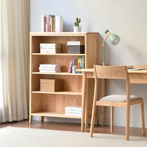 Ash Nordic solid wood bookcase Modern simple bookshelf Household Japanese single wood color bookshelf cabinet customization