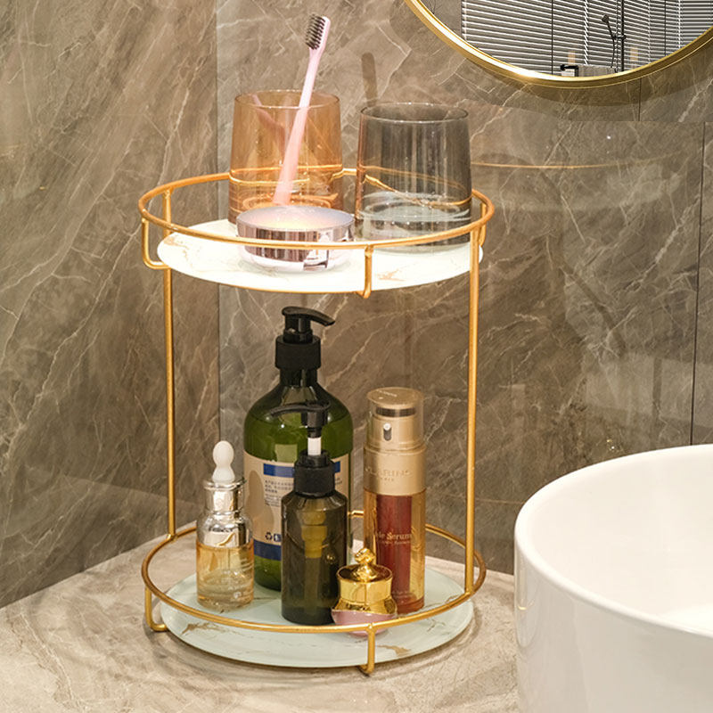 Light luxury net celebrity makeup table desktop cosmetic storage box double-layer perfume rack skin care placement tray