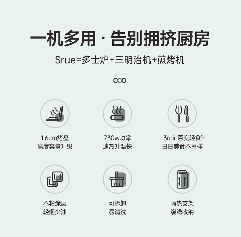 Srue 深盘厚切巨无霸三明治 轻食机懒人早餐机 图2