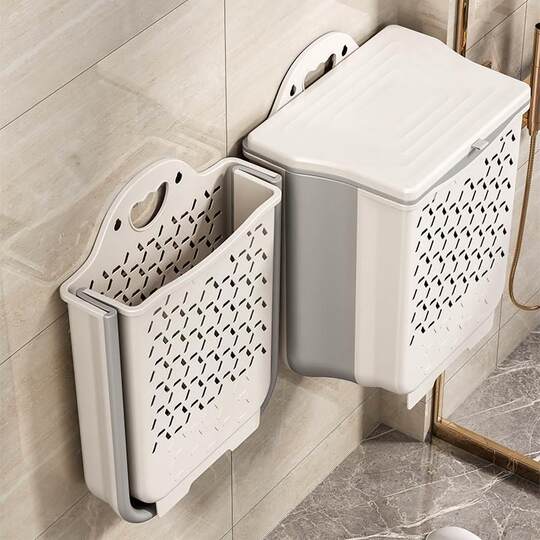 Foldable large-size dirty laundry basket plastic wall-mounted dirty laundry basket home bathroom storage basket bathroom gap laundry basket