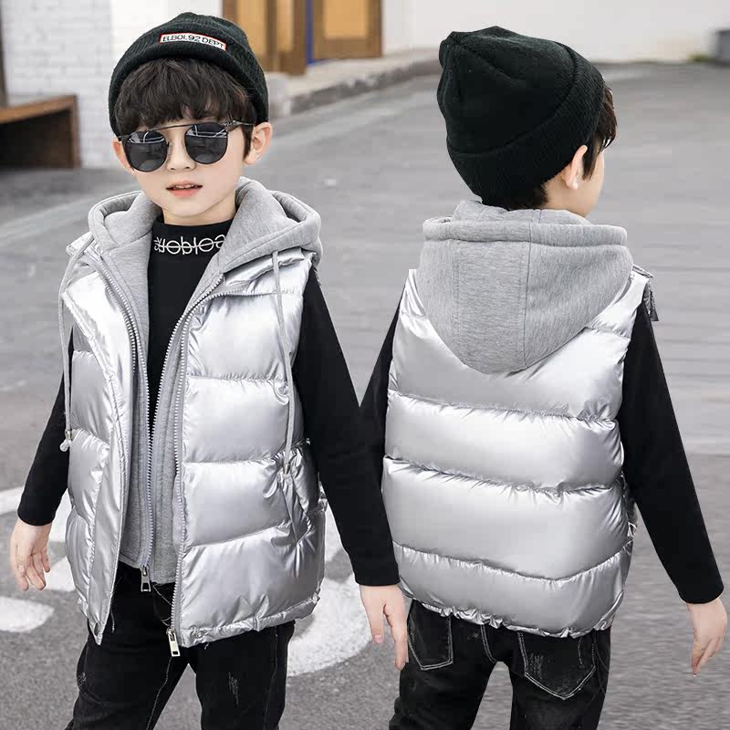 Boy's waistcoat autumn winter 2021 new girl's down cotton fake two-part waistcoat CUHK Scout Thickened Vest Outwear