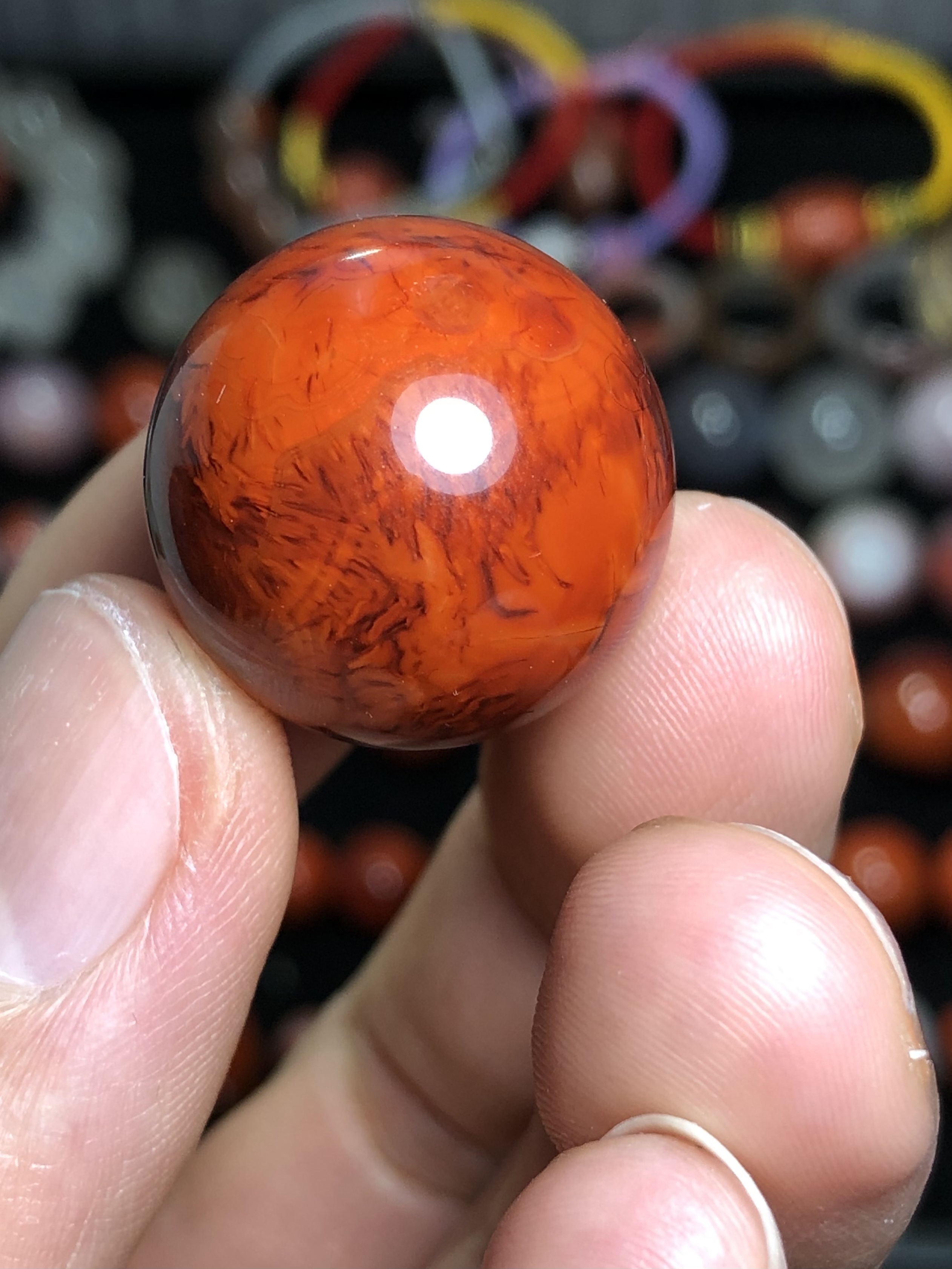 Xiaosu Suchuan material southern red agate persimmon red ice floating old-fashioned hand chisel bracelet pendant clavicle beads floating flower safety buckle