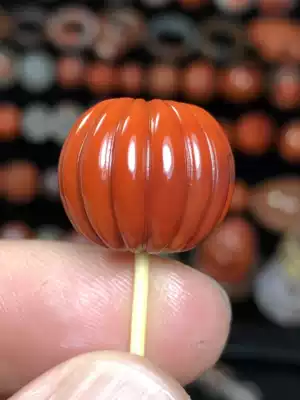 Xiaosu Suchuan material South Red Agate Persimmon Red Shou Peach Old Bead Hand String Pendant Clavicle Beads Clavicle Beads