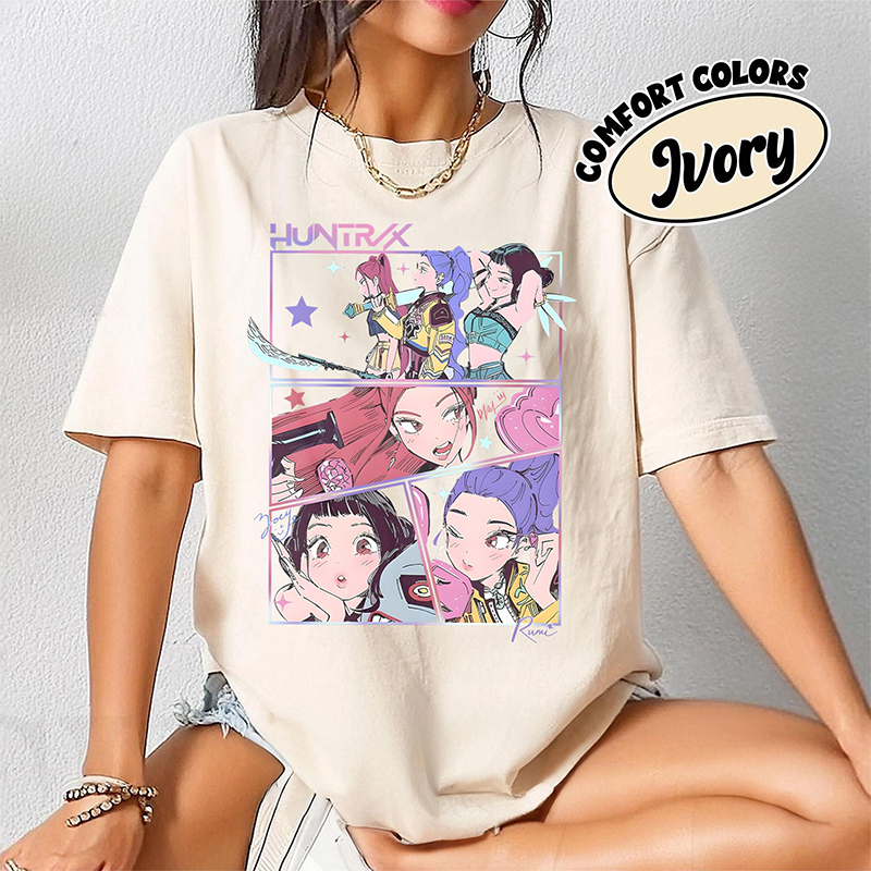 New Huntrix Lumi Milazoey Merchandise Clothing for Men and Women, Round-Neck Casual Summer Color-Blocking Tops Trendy