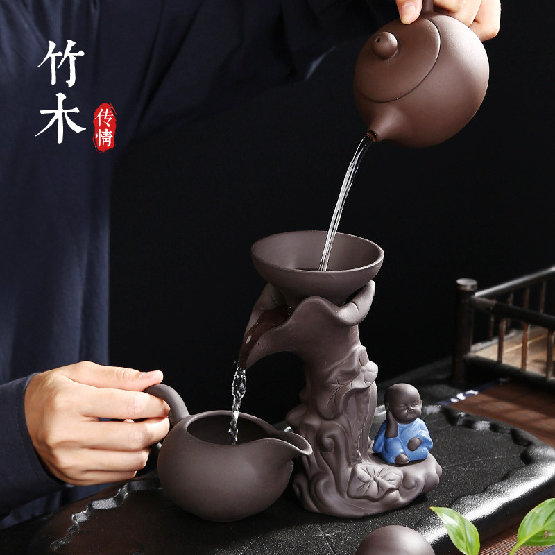 Purple Sand Justice Cup Tea Leakage Integrated Creativity Qigong Tea With Small Monk Lotus Leaf Tea Leak Filter Tea Machine Tea Tray Hem