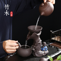 Purple Sand Justice Cup Tea Leakage Integrated Creative Korn Tea With Small Monk Lotus Leaf Tea Leak Tea Filter Tea Tray Hem
