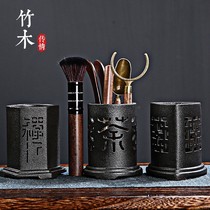 Tea Walk Six Gentlemen Suit Ceramic Containing Silo Black Sandalwood Utiliturt Tea Art Tea Art Tea Accessories Bamboo Five Sets