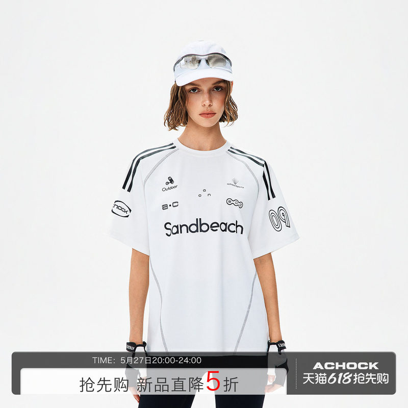 Achock Sports Outdoor Sports Double-Layered Letter Design Short-Sleeved Top 26 Summer New Round Neck T-Shirt Achock Sports Outdoor Sports Double-Layered Letter Design Short-Sleeved Top 26 Summer New Round Neck T-Shirt