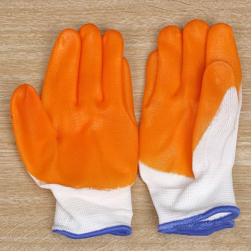 White yarn PVC yellow gloves flat hanging orange full hanging bull bull - shield gloves for two yuan shop hot selling