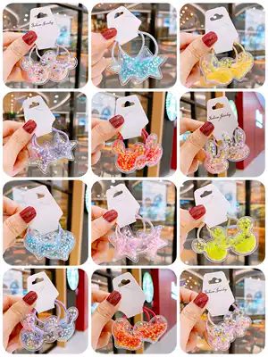 Children hairclip color quicksand transparent hair rope girl tie head leather band Korean cute cartoon does not hurt rubber band