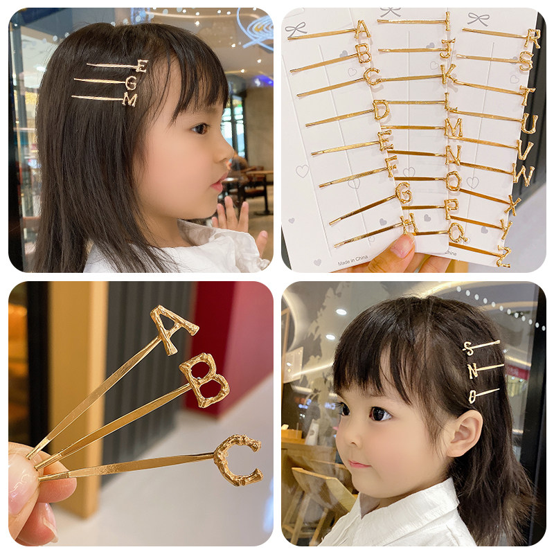 Pinyin letter hair clip word clip Korean simple bangs hair card headdress children's small clip metal side clip hair accessories