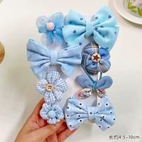 Синяя заколка для волос с бантиком, комплект, 8 шт