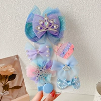 7# заколка с короной синего цвета, набор из 7 предметов