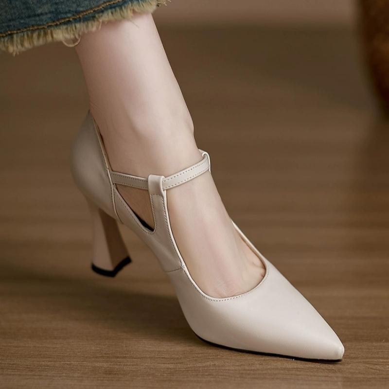 2026 Spring New French Style High Heels Stiletto Pointed Toe Runway Mary Jane Shoes Single Strap Work Shoes Hot Item 2026 Spring New French Style High Heels Stiletto Pointed Toe Runway Mary Jane Shoes Single Strap Work Shoes Hot Item