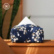 Autumn send Japanese tissue box fabric desktop paper box cartoon cherry blossom rabbit tissue bag simple living room bedroom home