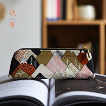 ins Japanese creative literature and art pencil bag female college students use fabric simple zipper stationery box large-capacity pencil case