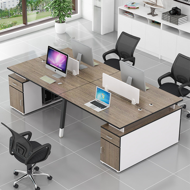 Office desk staff computer desk and chair combination office simple and modern 2 four 4 people staff desk screen work card position