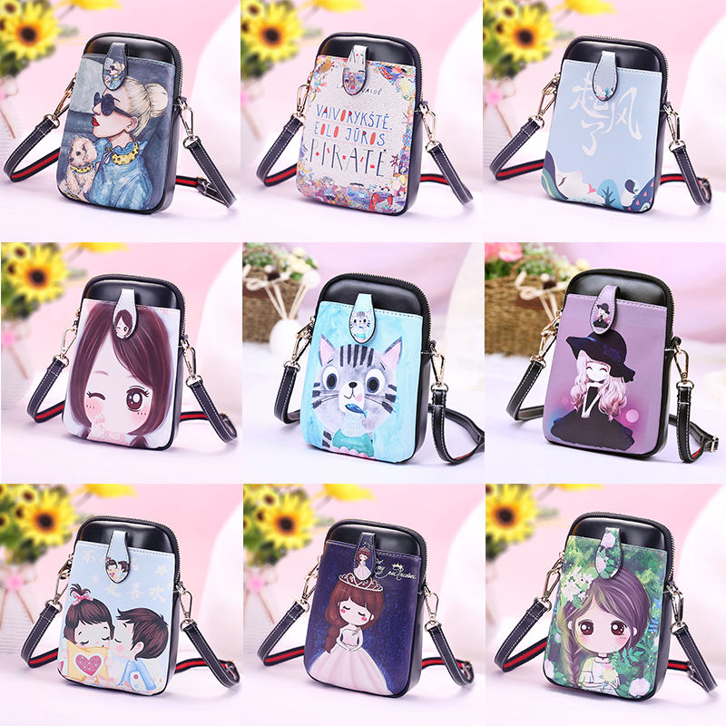 Dress mobile phone bag hanging neck style cloth bag portable cable-hanging woman cute cartoon skew satchel mini small bag to put lipstick