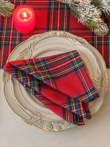 Рождественский красный и зеленый настольный флаг Новая китайская подушка для еды Рождественская прямоугольная ткань Семейная декоративные принадлежности сетка в северном стиле