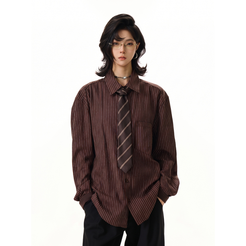 Bflc'Lyocell Linen' High-Sensitivity Vertical Stripe Long-Sleeve Shirt with Tie Design, Versatile Casual Shirt for Men Bflc'Lyocell Linen' High-Sensitivity Vertical Stripe Long-Sleeve Shirt with Tie Design, Versatile Casual Shirt for Men
