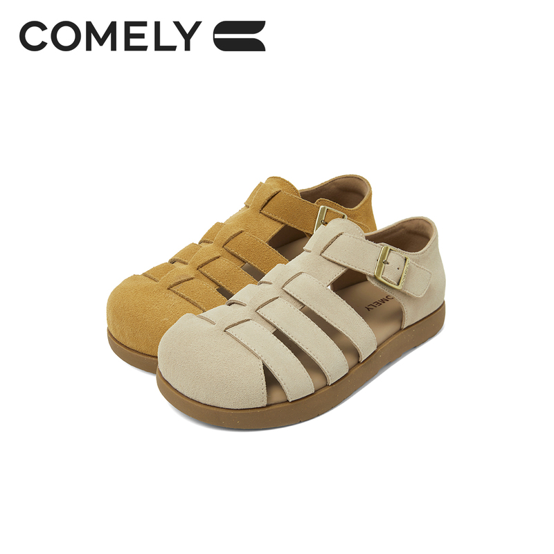 【Xinyi Selected】Kangli Roman Sandals for Women New Genuine Leather Casual Closed-Toe Shoes Kzq5A301