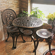 Cast aluminum outdoor table and chair combination three-piece outdoor garden courtyard balcony outdoor coffee shop iron leisure table and chair
