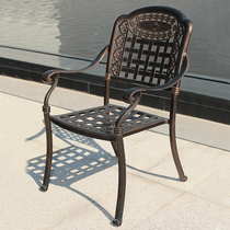 Cast aluminum outdoor table and chair outdoor patio single chair outdoor balcony terrace garden wrought iron leisure dining table and chair European style