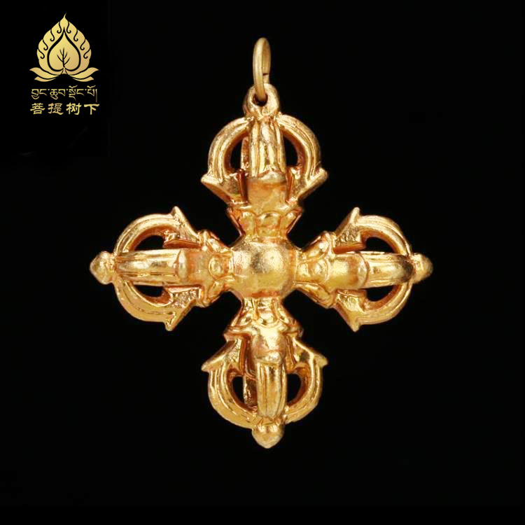 Tibetan-spread pure copper-gold cross-diamond pestle downpestle pendant with Tibetan pendants