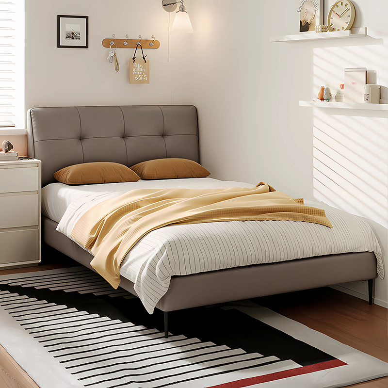 Nordic Small Apartment 1.35m Thin Headboard Children's Bed Boy's Storage Bed with Side Storage Youth Bed 1.2m Single Bed Nordic Small Apartment 1.35m Thin Headboard Children's Bed Boy's Storage Bed with Side Storage Youth Bed 1.2m Single Bed
