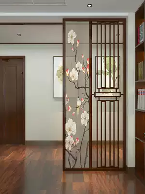New Chinese screen partition living room simple modern entrance door cover porch barrier hollow solid wood grille wall