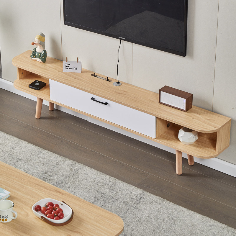 Solid wood floor simple modern small apartment TV cabinet coffee table simple minimalist floor cabinet narrow economy living room bedroom