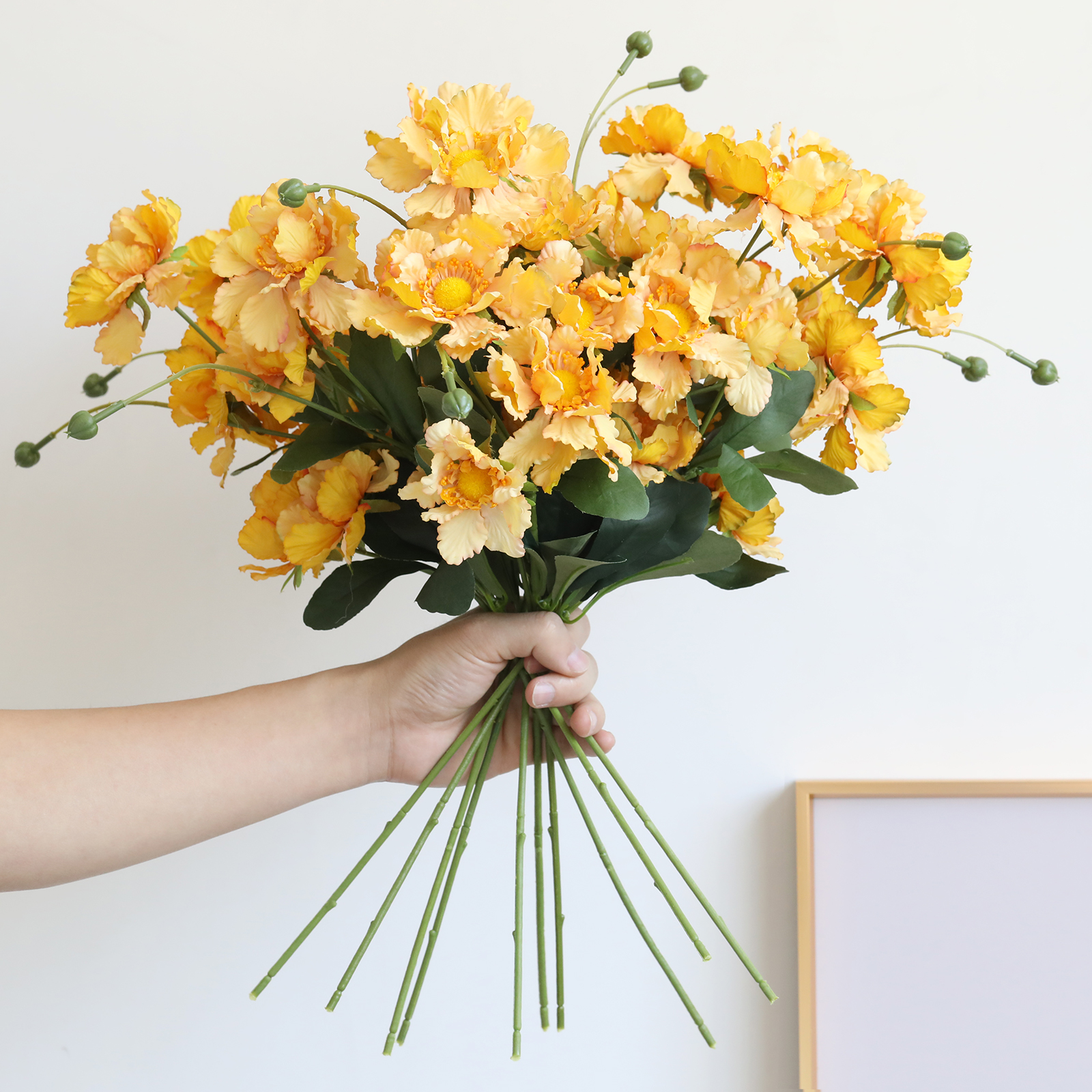 Emulated flower fake flower decoration living room swing piece yellow chrysanthemum bottle floral table furnishing