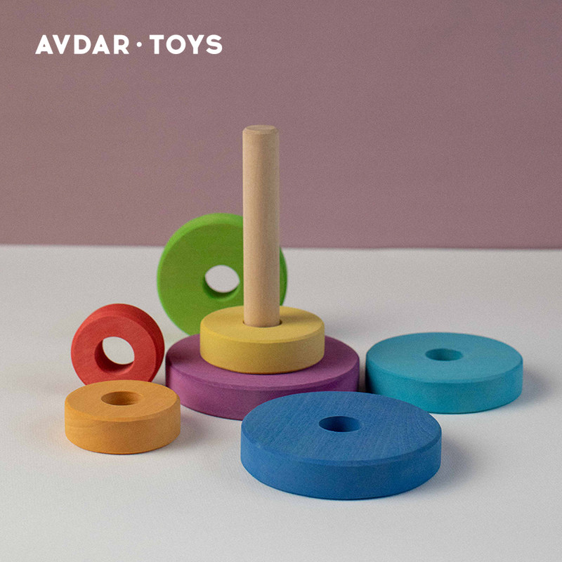 AVDAR Jenga Le building blocks children's puzzle rainbow tower ferrule infant early education 1-2 years old baby toy solid wood