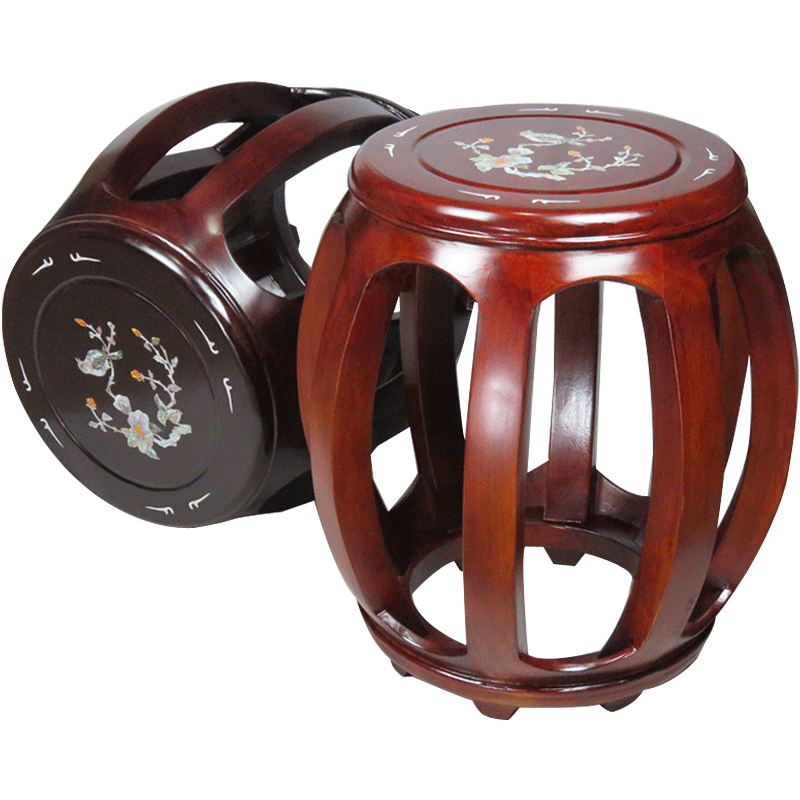 Guzheng stool Mahogany solid wood round stool Antique small drum embroidered stool Student children electronic piano stool Chicken wing wood musical instrument stool