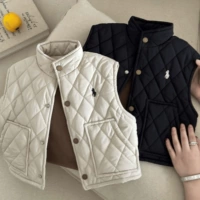 Детский демисезонный жилет подходит для мужчин и женщин, флисовая майка топ для отдыха, куртка, с вышивкой