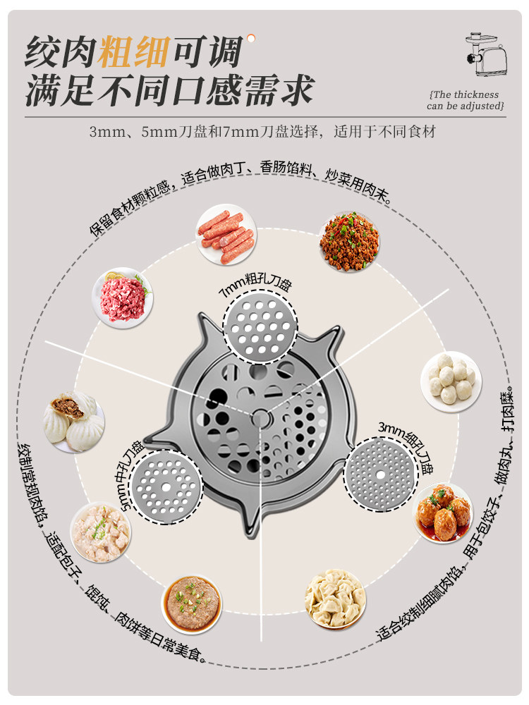 Sanlida Meat Grinder, Small Household Electric Meat Mincer, Multifunctional Commercial High-Power Meat Grinder for Stuffing Sausages