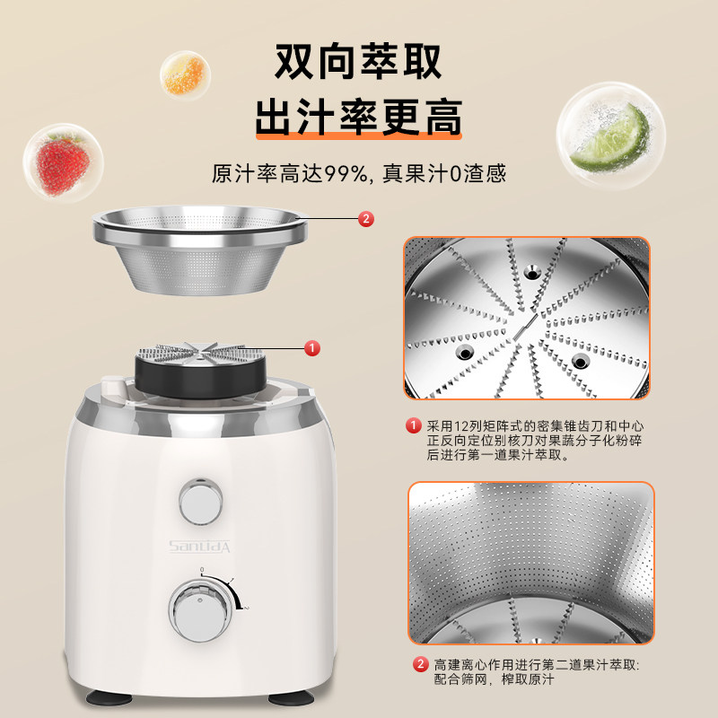 Sanlida Juicer with Pulp Separation, Household Automatic Juice Maker, Large-Caliber Original Juice Processor, Kitchen Appliance