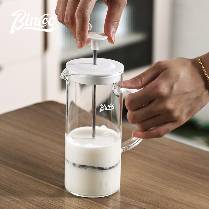 Bincoo French Press Glass Hand-Brewed Coffee Pot, Filter Press Pot, Manual Milk Frothing Pot, Tea Maker, Filter-Type Utensil