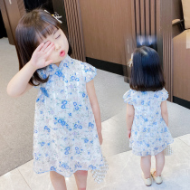 Girl dress baby Hanfu 2021 new childrens clothing cheongsam girl princess dress foreign style childrens skirt summer