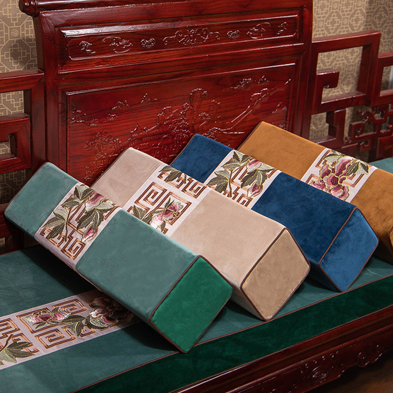 Chinese mahogany sofa cushion embroidery solid wood furniture cushion cover Luohan mattress five-piece set of household chair cushion customization